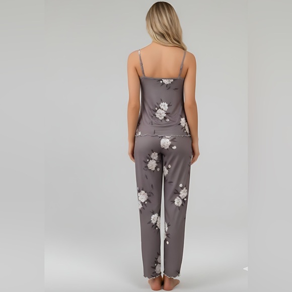 Floral Tank Top Lettuce Trim PJ Set - Picture 4 of 7